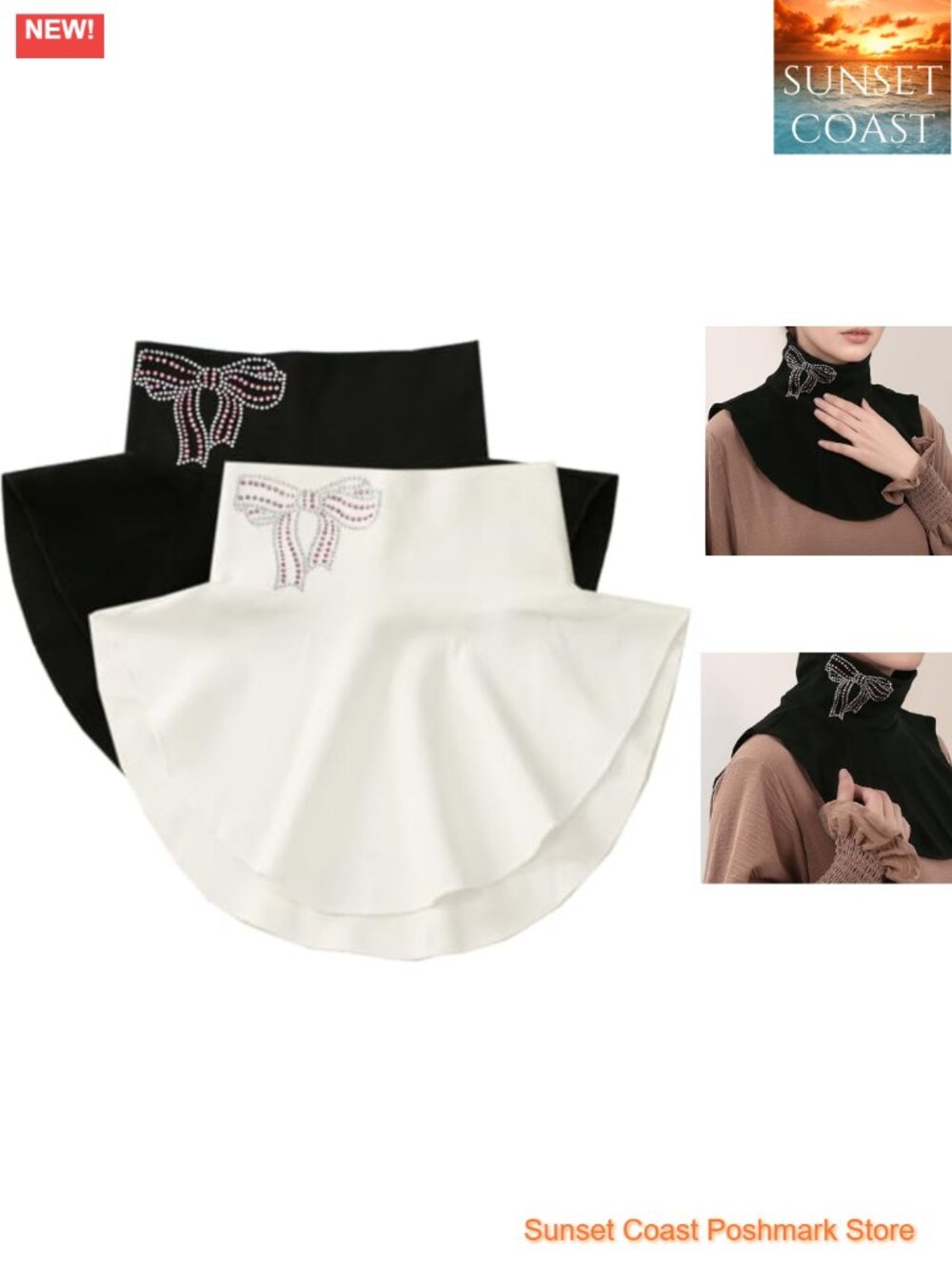 Cotton Spandex Turtleneck Dickey Collar Half Top Mock Blouse Layer